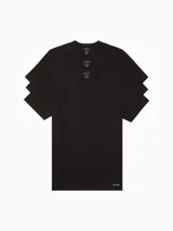 Pack de tres remeras Calvin Klein de manga corta y cuello redondo, color negro.