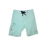 Short de baño Reef color celeste con cordón de ajuste negro, bolsillo lateral con botón y logo estampado en la pierna derecha.
