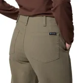 Pantalón Columbia modelo Roc Straight Leg de corte recto, color verde militar, con bolsillos laterales y trabillas para cinturón.