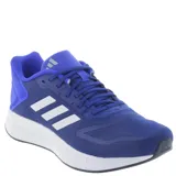 Championes de running Adidas Duramo SL 2.0, color azul con las icónicas tres tiras laterales en blanco. Presentan una estructura de malla transpirable, cordones ajustables y una entresuela blanca de amortiguación ligera.