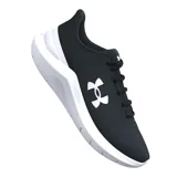 Championes de running Under Armour modelo Phade RN 3, color negro con entresuela blanca. Presentan una parte superior de malla transpirable con el logo de la marca en el lateral y suela de goma con amortiguación EVA.