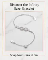 Pulsera de plata 925 con diseño de símbolos de infinito pavé de circonias y dije colgante circular con circón central.