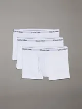 Pack de tres bóxers ajustados Calvin Klein modelo Icon Cotton Stretch, color blanco, con cintura elástica sin costuras y logo impreso repetidas veces.