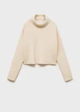 Jersey de punto grueso con cuello vuelto, diseño recto y manga larga. Confeccionado en una mezcla de algodón y lana.