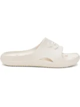 Sandalia tipo ojota Under Armour de una sola pieza, confeccionada en material EVA moldeado de secado rápido. Presenta un diseño ergonómico con orificios de drenaje laterales y en la plantilla, ideal para uso en vestuarios o piscina. Incluye el logo de la marca en relieve sobre la banda superior y una suela texturizada para mayor tracción.