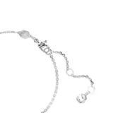 Pulsera plateada con cadena fina y dije del símbolo del infinito adornado con cristales blancos.
