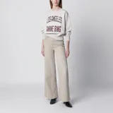 Buzo de algodón fleece color negro, con cuello redondo y mangas largas. Presenta un diseño gráfico estampado y bordado en el frente con el texto 'Los Angeles Anine Bing'.