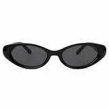 Lentes de sol con armazón carey de diseño ovalado, patillas anchas con detalle de pespuntes metálicos y cristales marrones degradados.