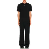 Camiseta de algodón negra con el icónico logo de flechas de Off-White bordado en hilo blanco en la espalda.