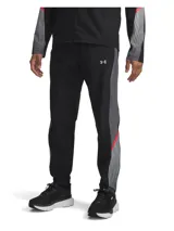 Pantalón deportivo Under Armour para hombre, modelo Velociti Storm, color negro con detalles en gris y rojo. Confeccionado en tejido ligero e impermeable.