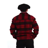 Camisa de manga larga con estampado de tartán en tonos azul marino, rojo y blanco. Confeccionada en 100% lana, con cuello abotonado y puños con botón. Corte clásico.