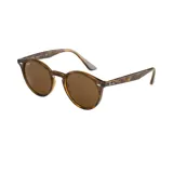 Lentes de sol Ray-Ban modelo RB 2180, con montura redonda de acetato color carey y lentes marrones.