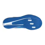 Championes de running Adidas modelo Duramo SL2, color azul con detalles en blanco y verde en la entresuela. Presentan diseño de malla transpirable y las icónicas tres bandas laterales en un tono azul más claro.