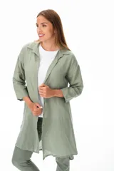 Camisola verde caqui de poliéster, de corte relajado y terminaciones delicadas.