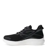 Championes deportivos de hombre en color negro, con capellada de tejido textil transpirable y refuerzos sintéticos. Presentan cordones al tono y una suela de goma blanca con diseño ergonómico para mayor amortiguación.