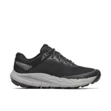 Championes de trail running Merrell modelo Nova 4, color negro con entresuela gris. Presentan parte superior de malla transpirable con refuerzos de TPU, cierre con cordones y suela de goma con tecnología Quantum Grip para mayor tracción.