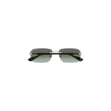 Anteojos de sol Gucci con montura rectangular al aire, lentes con degradado y patillas con detalles carey.