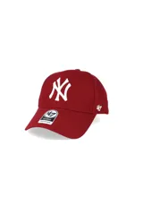 Gorra tipo baseball de la marca 47, color bordó con el logo de los New York Yankees bordado en blanco en el frente. Presenta corona estructurada, visera curva y cierre ajustable de velcro en la parte trasera.