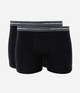 Pack de dos bóxer negros de algodón con cintura elástica gris con el logo de la marca Lupo.