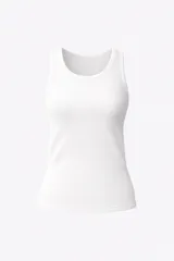 Musculosa de calce ajustado con cuello redondo, confeccionada en tejido de punto acanalado.