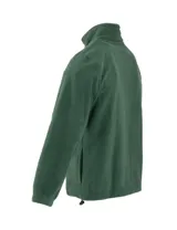 Campera polar azul marino con cierre frontal y cuello alto.