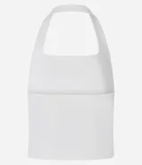 Blusa cropped frente única confeccionada en bengalina con viscosa certificada, de escote cuadrado y sin estampa.