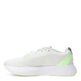 Championes Adidas Duramo SL, color blanco con detalles en gris y verde neón, ideales para running.