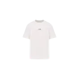 Remera blanca de manga corta de MM6 Maison Margiela, con cuello redondo y parche con logo numérico en el pecho.