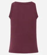 Blusa musculosa básica de color negro, confeccionada en tejido acanalado de algodón con elastano, con cuello redondo y diseño ajustado.
