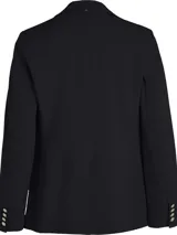 Americana de traje con botonadura sencilla, confeccionada en viscosa elástica. Presenta solapas con muescas, cierre de un botón, dos bolsillos con solapa en la cintura, puños con cuatro botones y abertura trasera. El diseño es totalmente forrado y de corte clásico.
