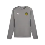 Buzo deportivo Puma de manga larga, color gris, con cuello redondo y tecnolog%C3%ADa dryCELL. Presenta el logo de Puma en blanco en el pecho derecho y el escudo del Club Atl%C3%A9tico Pe%C3%B1arol en el izquierdo.