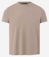 Remera masculina color beige, modelo muscle con cuello redondo y manga corta. Confeccionada en tejido piqué de viscosa, poliamida y elastano.