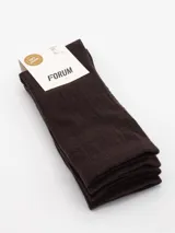 Pack de dos pares de medias de caña media color marrón con textura acanalada.