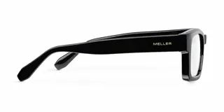 Lentes con armazón rectangular de color negro y diseño clásico con patillas de propionato de celulosa.