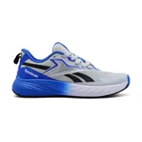 Championes Reebok Verse para hombre, color gris con detalles en azul y negro. Zapatillas deportivas de caña baja con suela de goma y cierre con cordones.