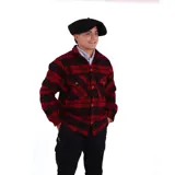 Camisa de manga larga con estampado de tartán en tonos azul marino, rojo y blanco. Confeccionada en 100% lana, con cuello abotonado y puños con botón. Corte clásico.