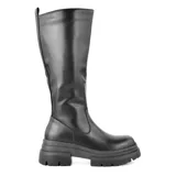 Bota negra de caña alta con plataforma y suela track.