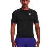 Remera deportiva de compresión Under Armour Heatgear Armour, color blanco, de manga corta y cuello redondo con logo de la marca impreso en el pecho.