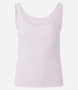 Blusa musculosa de ribana color blanco, con escote en U.