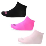 Pack de tres pares de medias Topper Performance Wns de corte bajo, en color negro, fucsia y rosa.