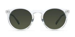 Lentes de sol Kubu Minor con montura redonda transparente y lentes polarizados negros. Protección UV 400, categoría 3. Fabricados con policarbonato francés.