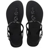 Sandalias tipo ojota Havaianas modelo Twist Plus, color negro, con diseño de tiras con nudos decorativos y ajuste de talón con hebilla.