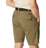 Short Columbia Silver Ridge Utility Omni-Shade color verde militar, de senderismo, confeccionado con tejido elástico y transpirable, con bolsillos laterales, traseros y uno con cremallera en la pierna derecha.