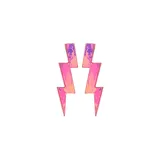 Par de aros colgantes con forma de rayo color verde brillante.