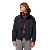 Campera técnica Columbia modelo Bugaboo II 1986, de color negro. Es una prenda 3 en 1 con capa exterior impermeable y transpirable con tecnología Omni-Tech, cierre frontal con tapeta, cuello alto, puños ajustables con velcro y dobladillo elástico.