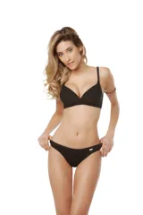 Soutien negro de modal, sin aros, con copas ligeramente armadas y tirantes finos ajustables.