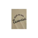 Remera Fear of God Essentials Training 90s de manga corta, color tostado, con diseño holgado y estampado frontal con el texto "Fear of God Essentials" en negro.