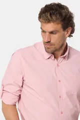 Camisa celeste a cuadros, de manga larga, modelo slim con bolsillo, confeccionada 100% en algodón.