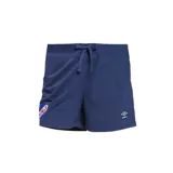 Short deportivo azul marino con cordón ajustable en la cintura, logo de Umbro bordado en la pierna derecha y escudo del Club Nacional de Football en la pierna izquierda.