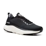 Championes deportivos Hi-Tec London H02, color azul marino con detalles en naranja y suela blanca.